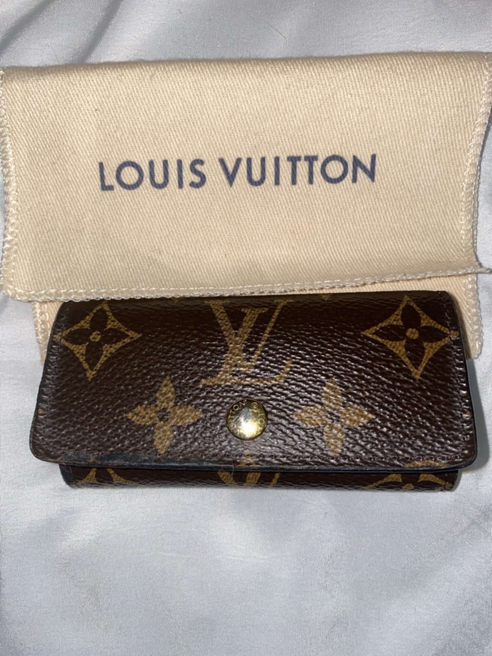 Louis Vuitton Brown Monogram Key Pouch with Gold Snap